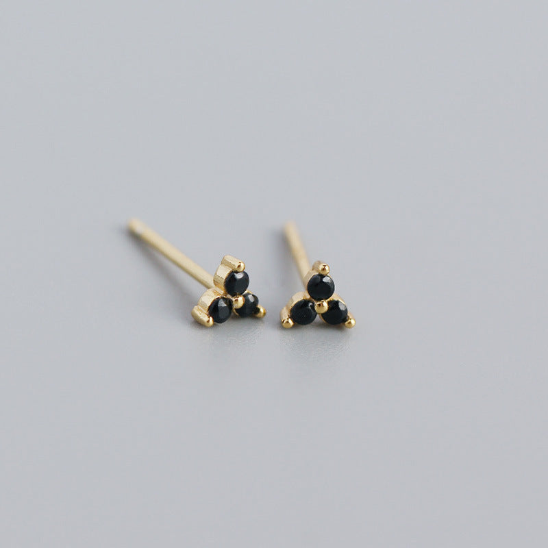 Wholesale Personalized Light Luxury Versatile Stacking Geometric Clover Diamond S925 Sterling Silver Earrings